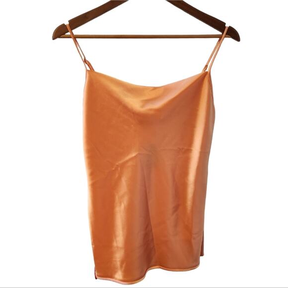 Nanushka Prita Cami Top Tangerine XS NWT | Silk-Like Draped Tank - Picture 4 of 7